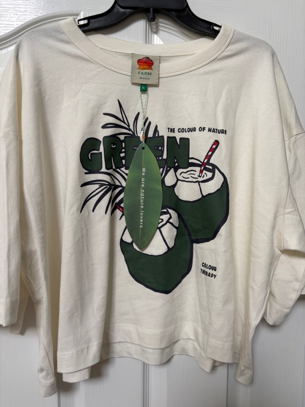 Farm Rio Beige Graphic Tee with Coconut Print